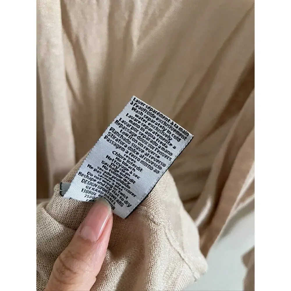 Gerard Darel Sweater Women's Linen Silk Blend Cardigan Open Front Small Tan Belt - Picture 9 of 10